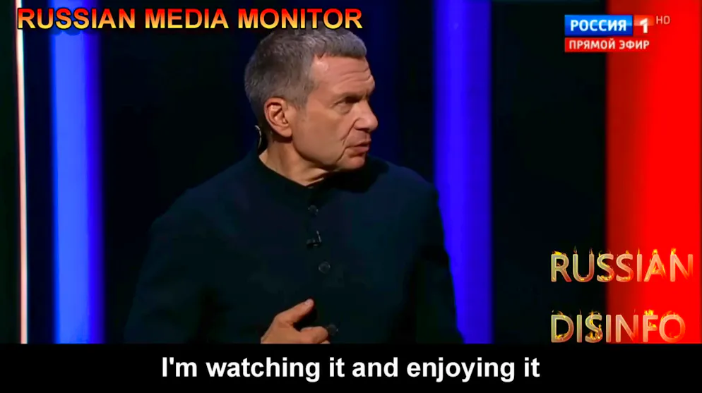 Russian TV propagandist Vladimir Solovyov is enjoying the chaos in California.