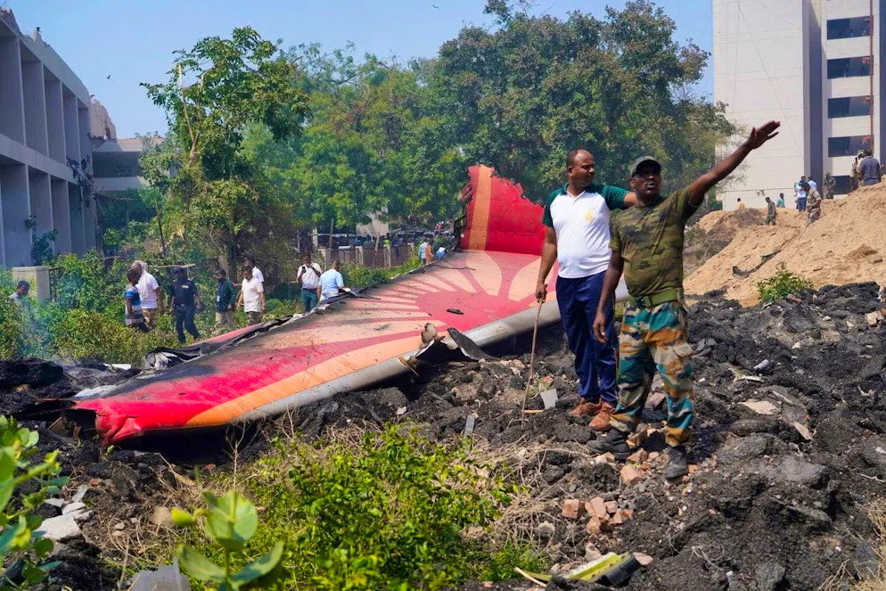 The wreckage of the plane that crashed.