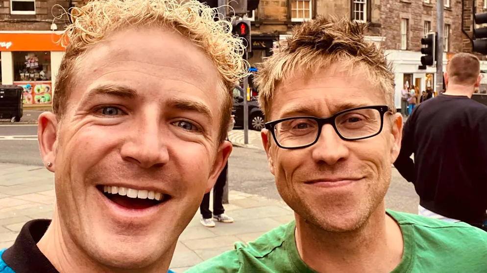 "Being able to perform in European cities like Paris in such beautiful large venues with an audience that really suits my comedy: I felt very privileged": Michael Elsener (left) on his tour with British comedy star Russell Howard.
