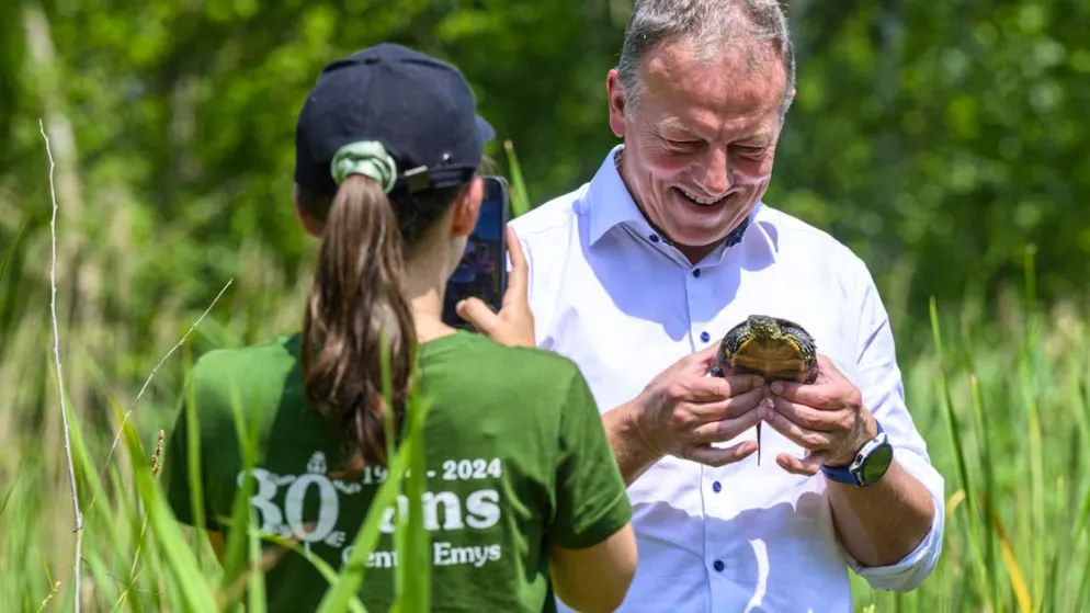 Le premier lâcher de près de 60 individus, dont des juvéniles, a eu lieu dans la réserve naturelle de Cheyres (FR), en présence notamment du conseiller d'Etat Didier Castella.
