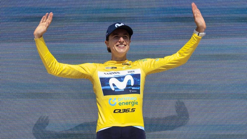 Marlen Reusser also rides in yellow on Saturday.