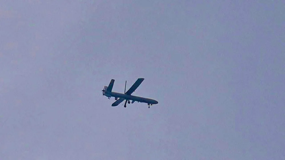 ARCHIVE - An Israeli drone flies over the city of Tyre in southern Lebanon. Photo: Hussein Malla/AP/dpa