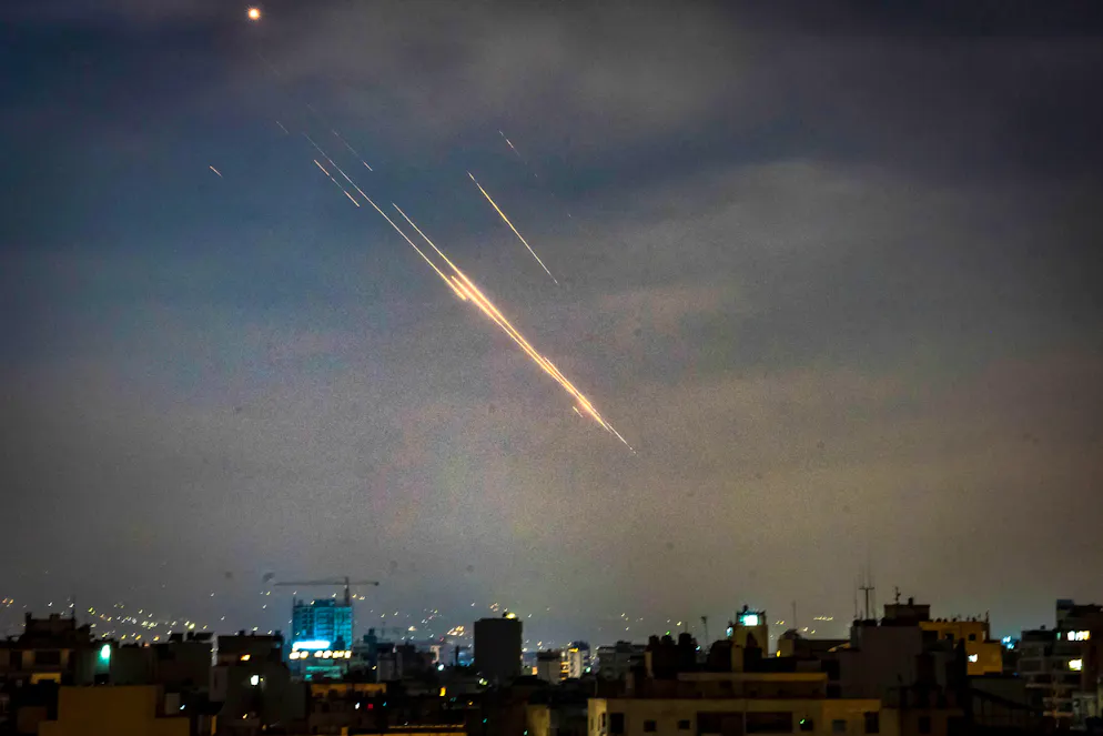 Iranian missiles strike Israel Iranian missiles face off israeli interceptive missiles over Beirut, Lebanon. June 14 2025. Beirut Beirut Lebanon Copyright: xNaÃlxChahinex