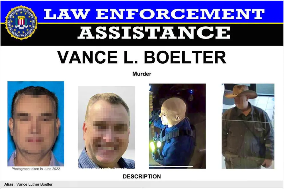 FBI wanted poster: The shooter came to the front door wearing a latex mask.