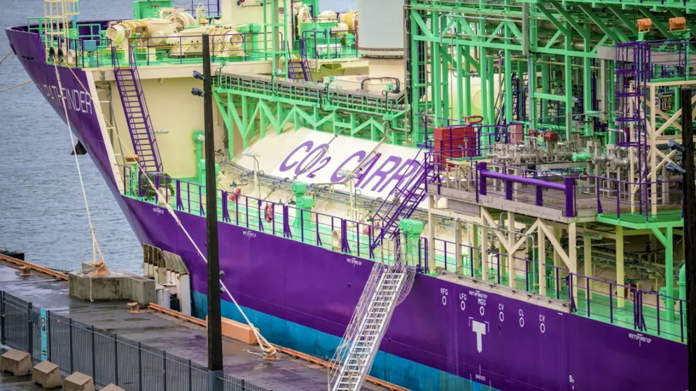 Le navire de transport de CO2 Northern Pathfinder de Northern Lights est amarré à Oslo.