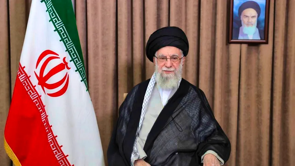 HANDOUT - This photo released by the official website of the Office of the Iranian Supreme Leader shows Supreme Leader Ayatollah Ali Khamenei delivering a televised speech under a portrait of the late revolutionary founder Khomeini. Photo: Uncredited/Office of the Iranian Supreme Leader/dpa