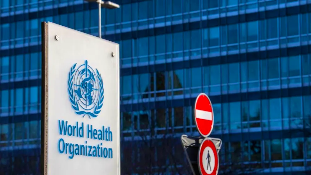 The logo of the World Health Organization (WHO) at its headquarters in Geneva. (archive picture)