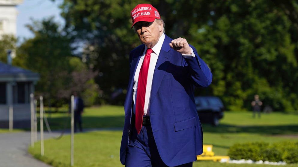 US-Präsident Donald Trump bei seiner Ankunft im Weissen Haus am Samstag. 