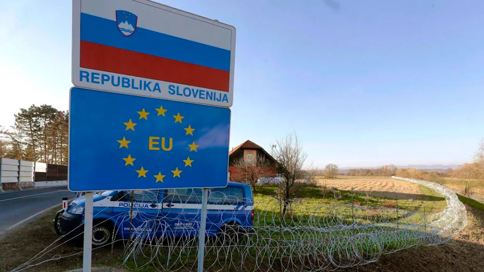 La frontiera tra Slovenia e Croazia a Rigonce nel 2015