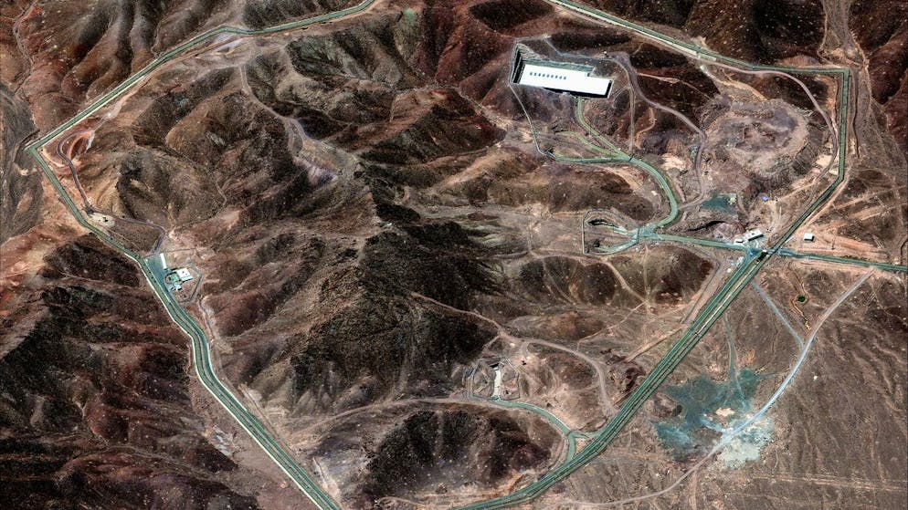 In einem Satellitenbild ist die unterirdische Uran-Anreicherungsanlage in Fordo zu sehen. (14. Juni 2025) 