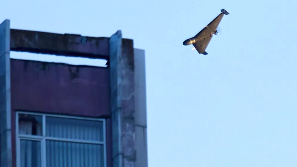 Un drone russe attaque un immeuble de Kiev. (Image d'archives)