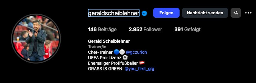 Scheiblehner selbst schreibt, er sei neuer Chef-Trainer bei GC.
