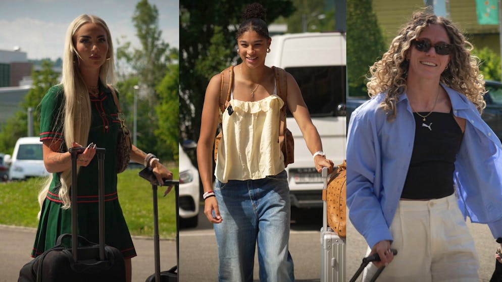 So rückt die Nati in St. Gallen ein. Lehmann kommt im Gucci-Kleid, Schertenleib wird vom Papi chauffiert