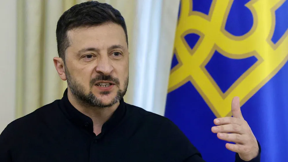 Volodymyr Zelensky in pressing.