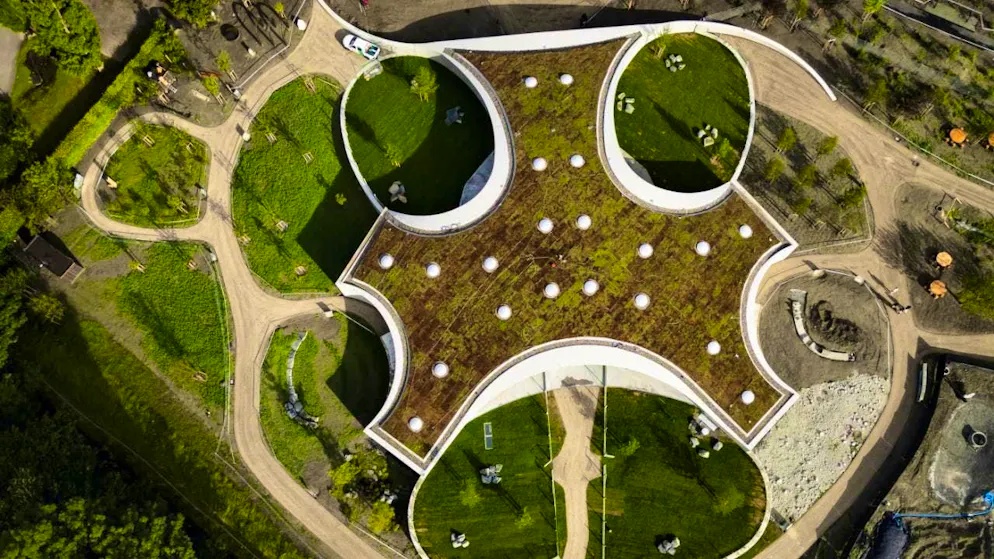 More space for St. Bernard dogs and their fans in Valais - Gallery. The extended Barryland in Martigny VS has the shape of a dog's paw.