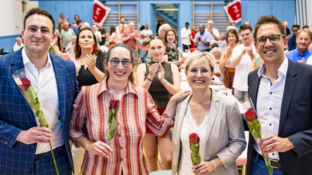 Valentin Zuber, Sarah Gerster, Rosalie Beuret Siess et Raphaël Ciocchi (de gauche à droite) défendront les chances du Parti socialiste jurassien.