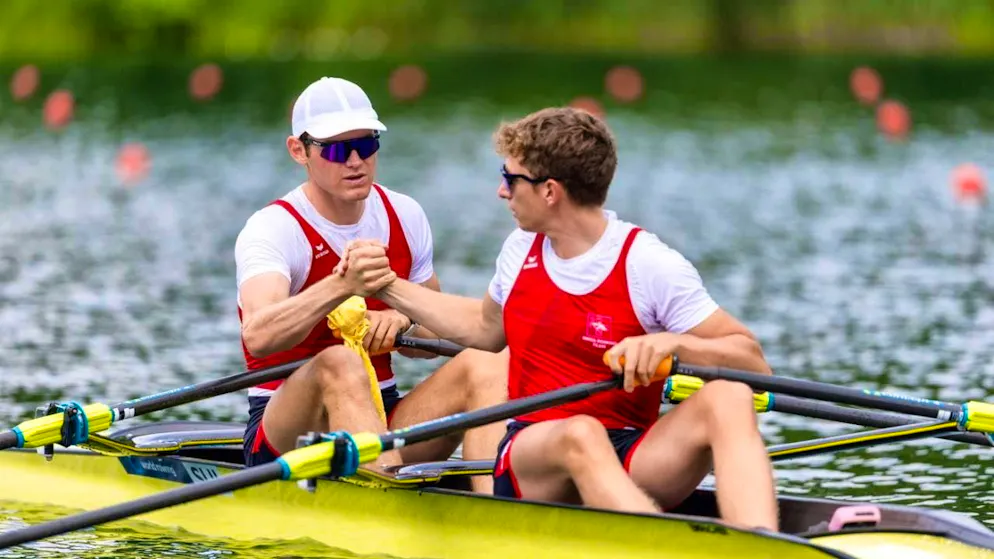 Kai Schätzle (left) and Raphaël Ahumada are delighted to have made it through to the A final.