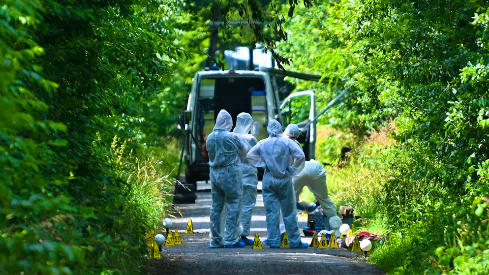 Police officers discovered a dead woman and a dead toddler on a forest path in Drosten, North Rhine-Westphalia, following a tip-off from passers-by.