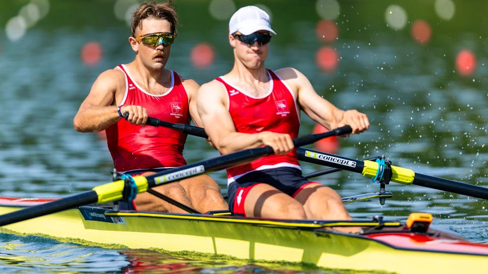 Jonah Plock (à gauche) et Patrick Brunner ont pris la 3e place en deux sans barreur sur le Rotsee