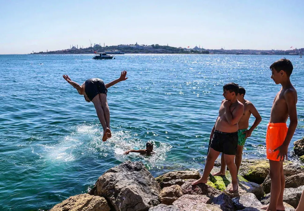 Turkey is currently rising in popularity among travelers: Here, boys cool off in the Bosporurs near Istanbul.