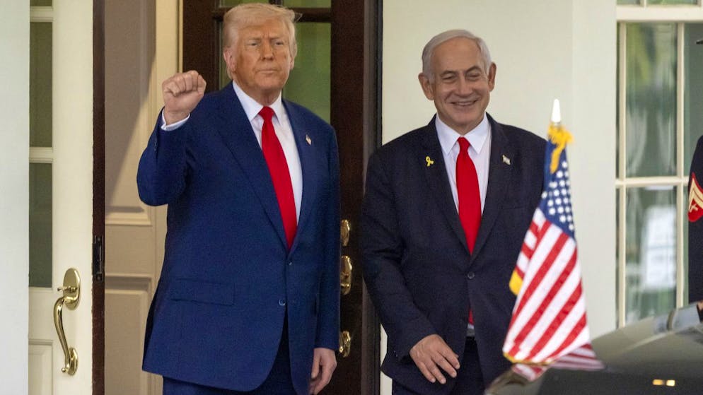 Israels Ministerpräsident Benjamin Netanjahu bei seinem Besuch bei US-Präsident Donald Trump am 7. April 2025. 