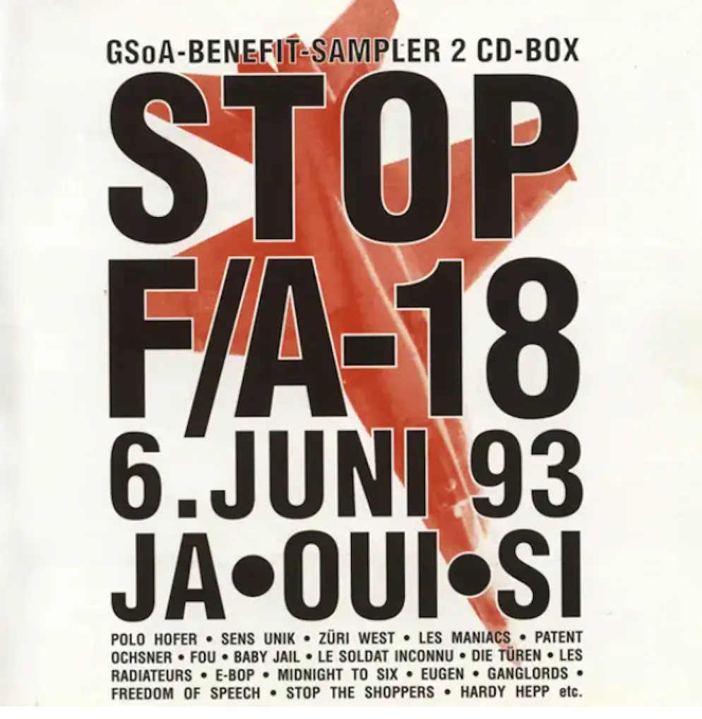 Am Abstimmungstag im Juni 1993 organisiert die GSoA ein Konzert auf dem Bundesplatz in Bern.