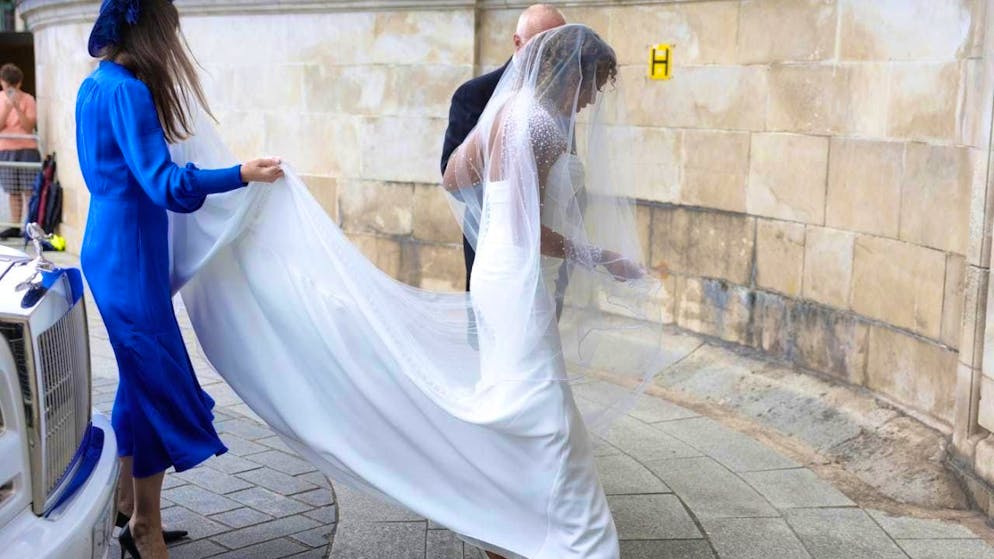Spice Girl Melanie Brown, Mel B, arrives for her wedding to hairdresser Rory McPhee at St. Paul's Cathedral Photo: Toby Shepheard/PA Wire/dpa