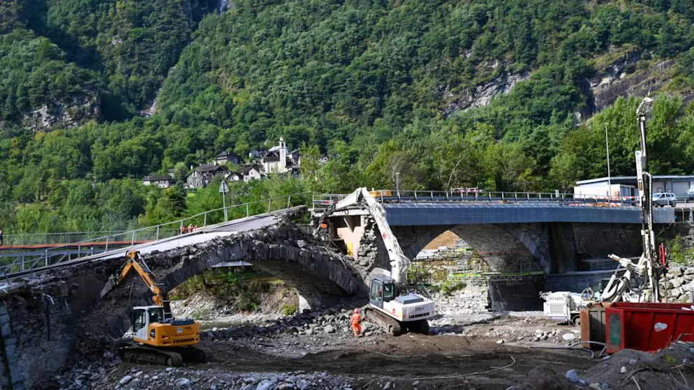 Le pont de Visletto dans le val Maggia, détruit en juin 2024, sera reconstruit d'ici novembre 2026, ont annoncé les autorités tessinoises (archives).