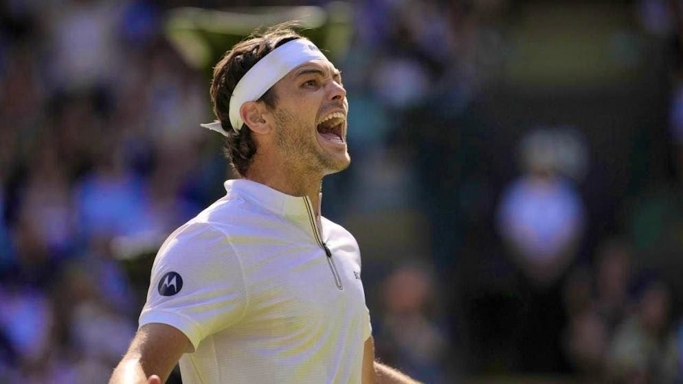 A cry of relief: Taylor Fritz overcomes the quarter-final hurdle for the first time at Wimbledon