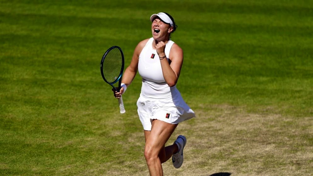 Amanda Anisimova feiert den Einzug in den Final von Wimbledon
