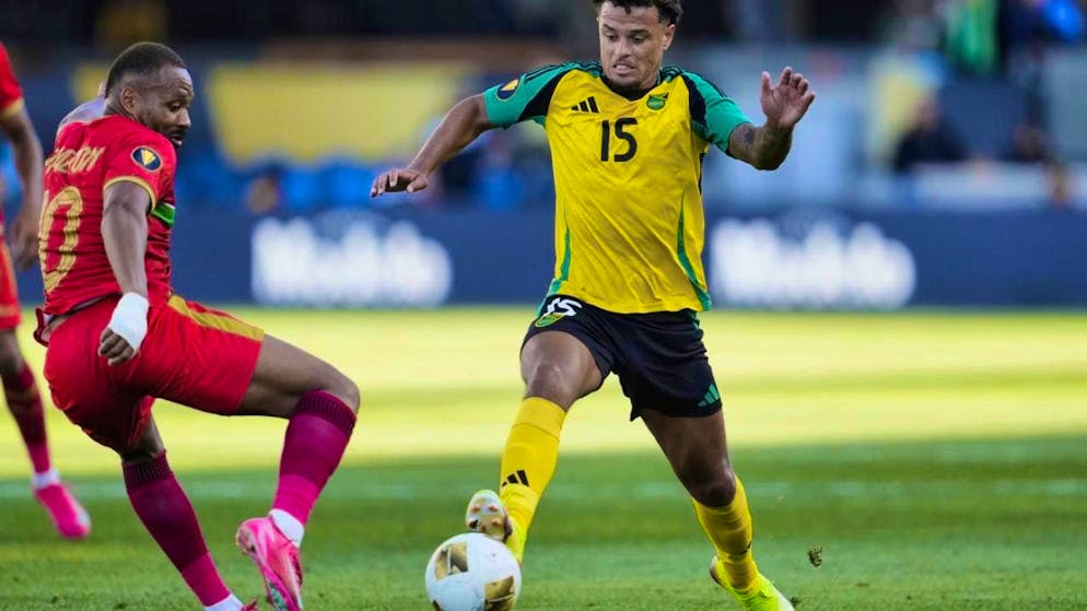 Matthias Phaëton (on the ball) in action for the Guadeloupe national team