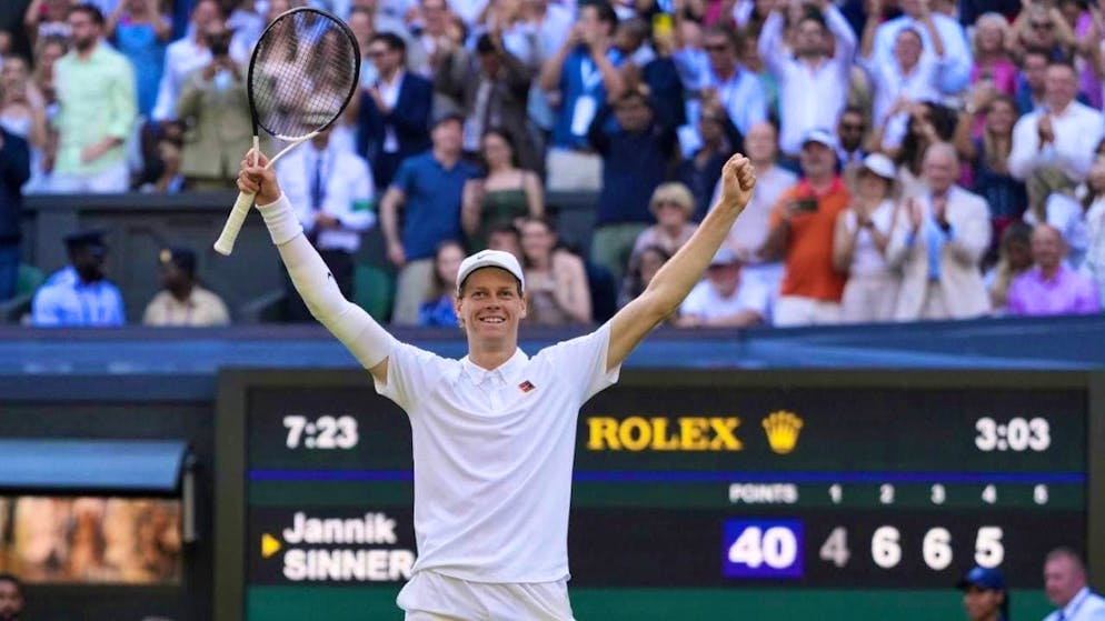 Triumph at Wimbledon: Jannik Sinner celebrates his fourth Grand Slam triumph, the first on grass