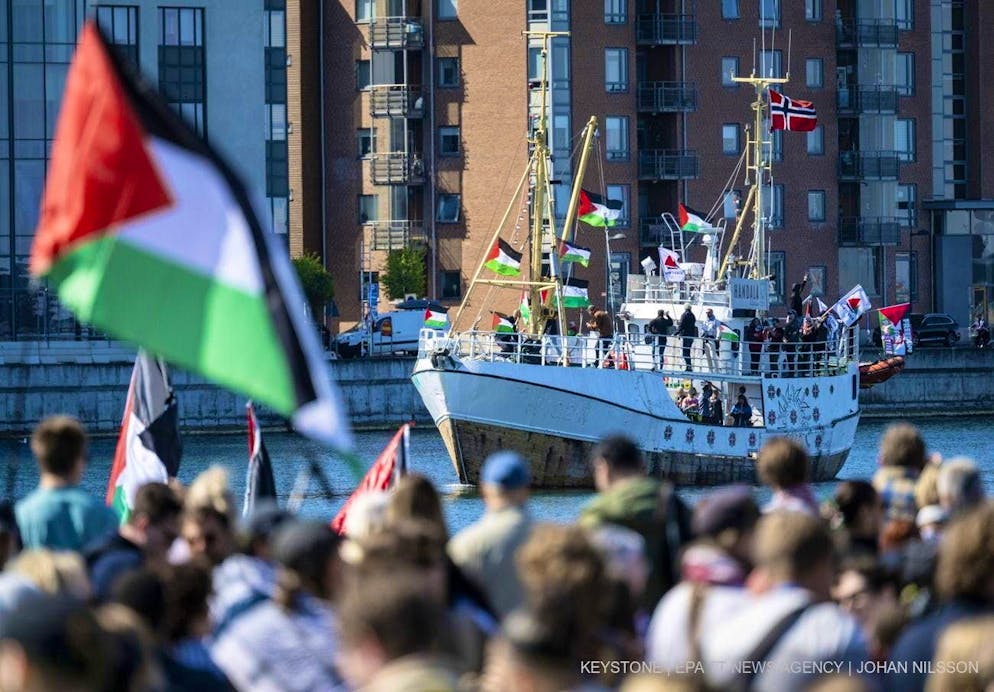 The Handala on May 8, 2024 in the port of Malmö in Sweden as part of the protests against Israel's participation in the 68th Eurovision Song Contest (ESC) in the Malmö Arena. (Archive)