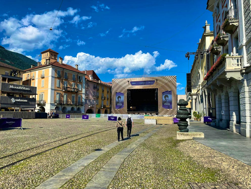 The Piazza Grande is deserted early Monday evening.