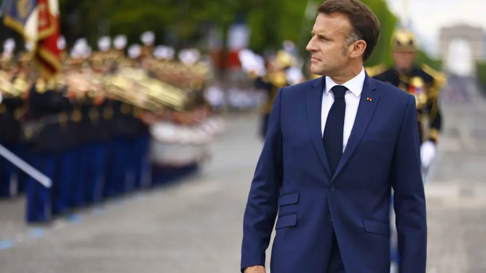 Le président français Emmanuel Macron le jour de la fête nationale française.