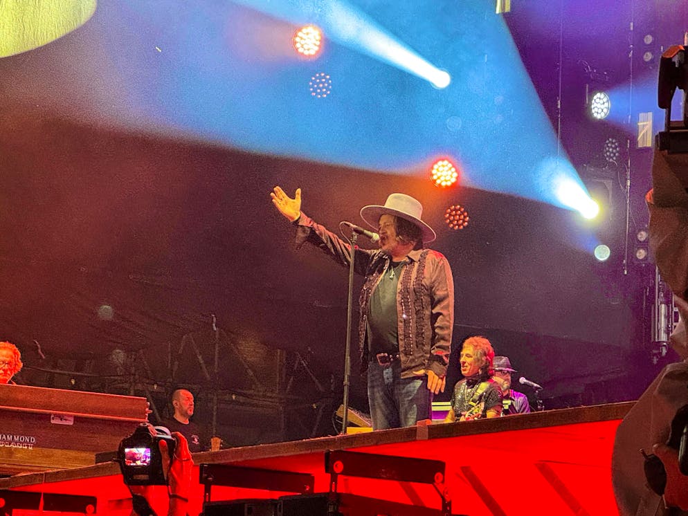 "The father of Italian blues", as some fans call him, on stage in Locarno.