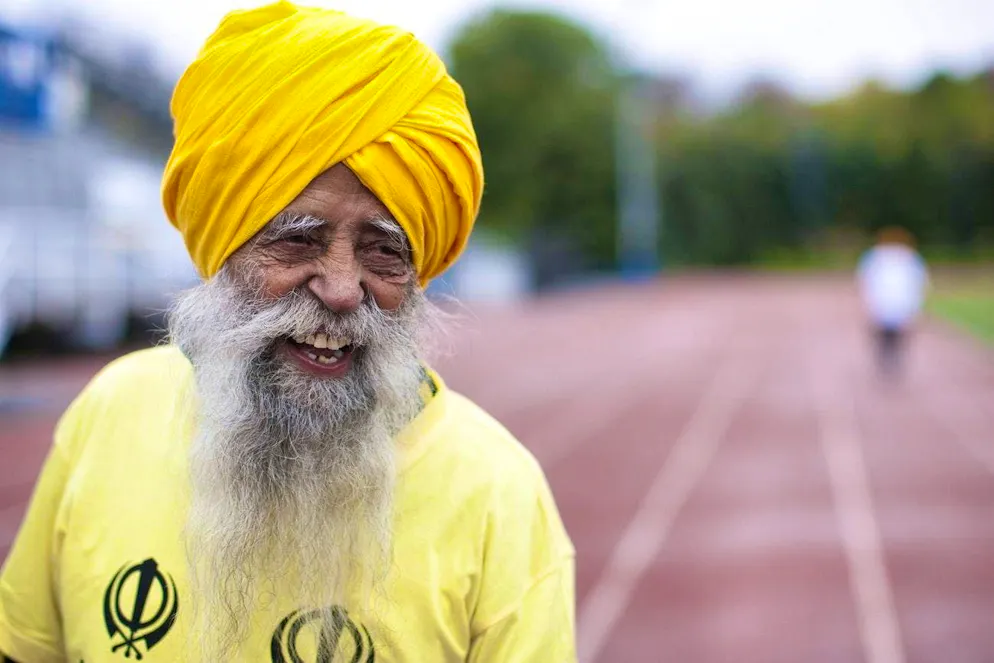 Fauja Singh nel 2011 prima di una gara a Toronto, in Canada.