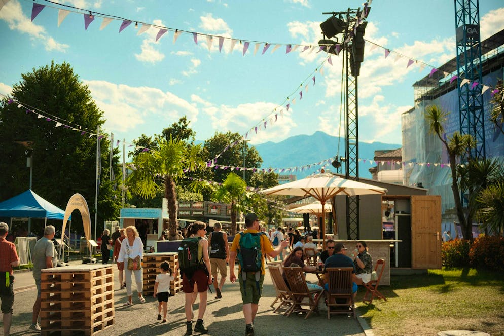 M&S Tuesday evening. The festival site slowly fills up on Tuesday evening.
