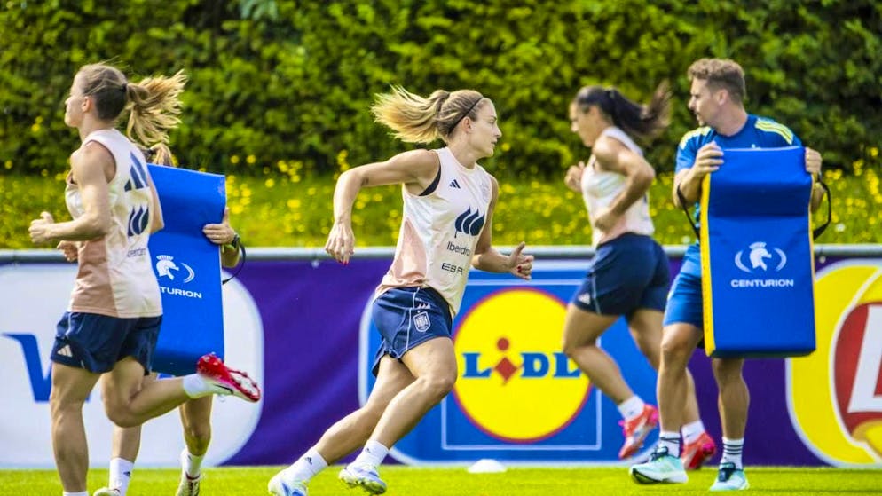 The Spanish women at training on Tuesday in Lausanne