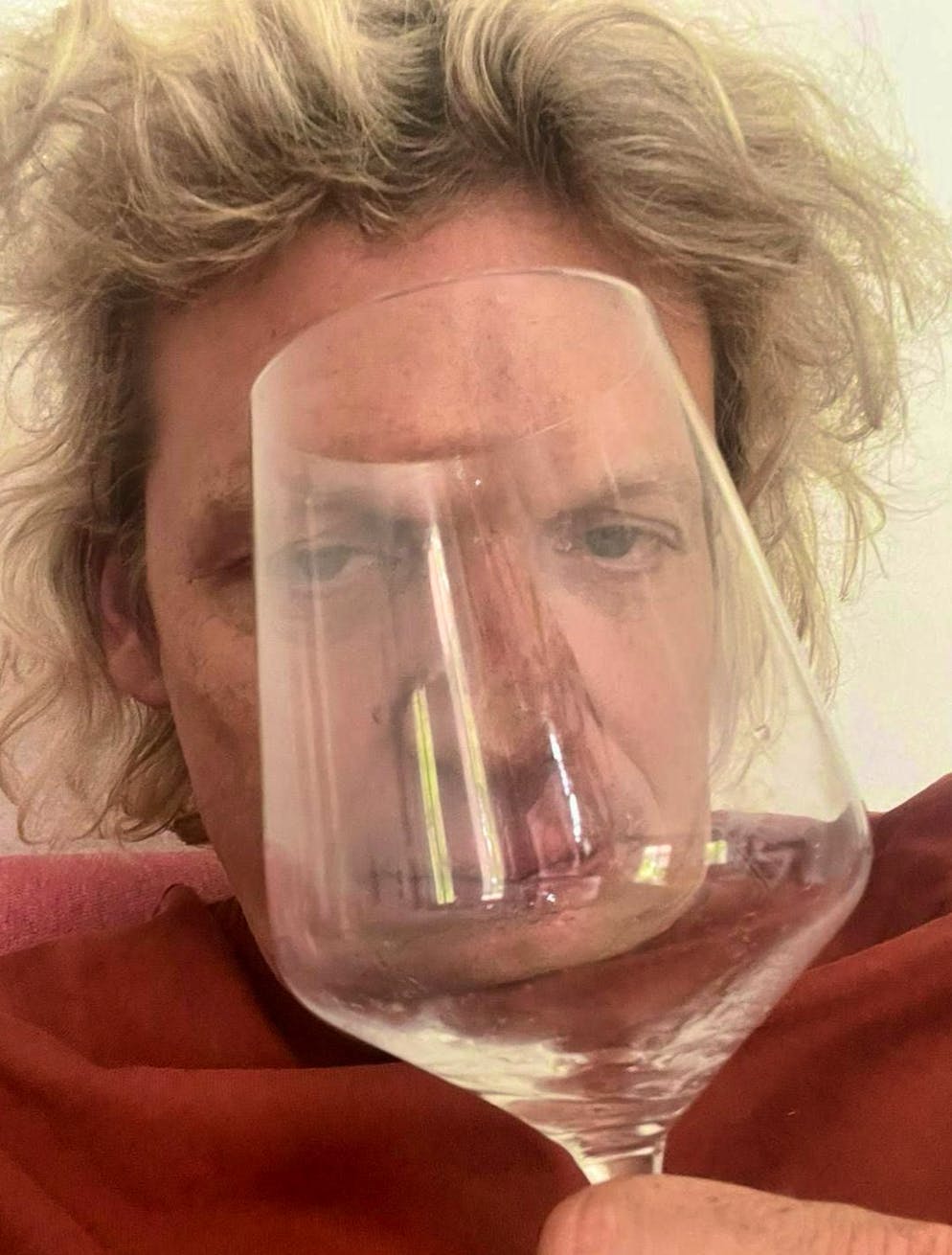 None of this would have happened without Prosecco: musician Dabu Bucher shortly after getting up this morning.