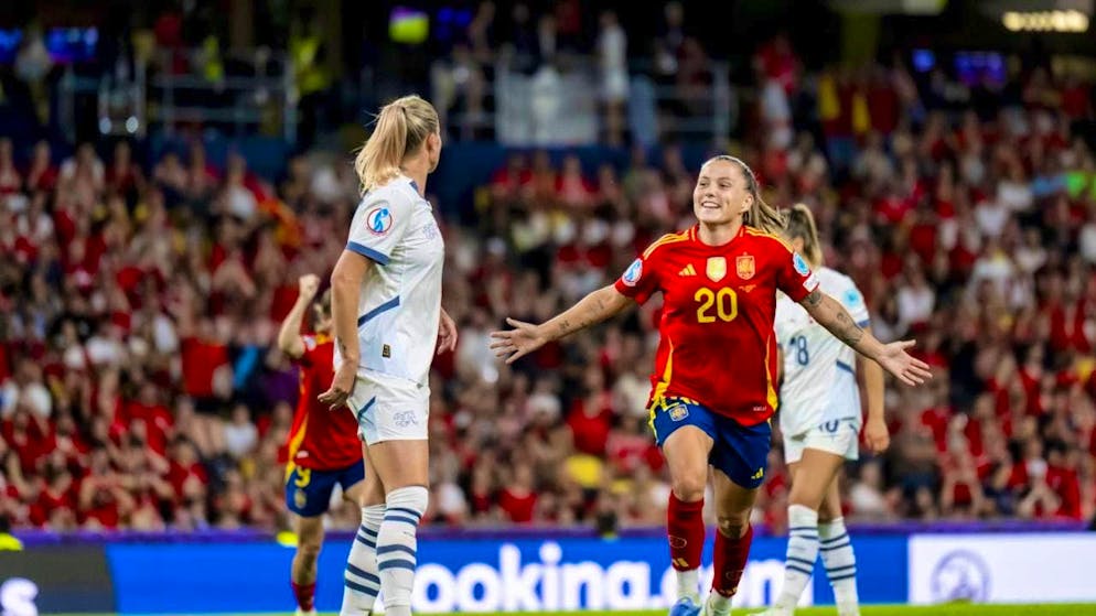 In the end, it was the Spaniards who cheered: Claudia Pina celebrates after scoring to make it 2-0