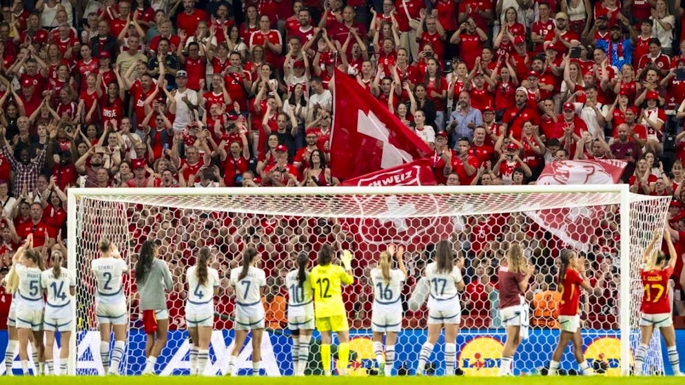 The Swiss women are celebrated by the fans after their elimination from the home European Championships
