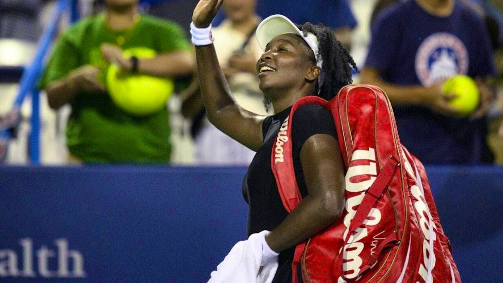 Venus Williams leaves the court in Washington with a smile on her face