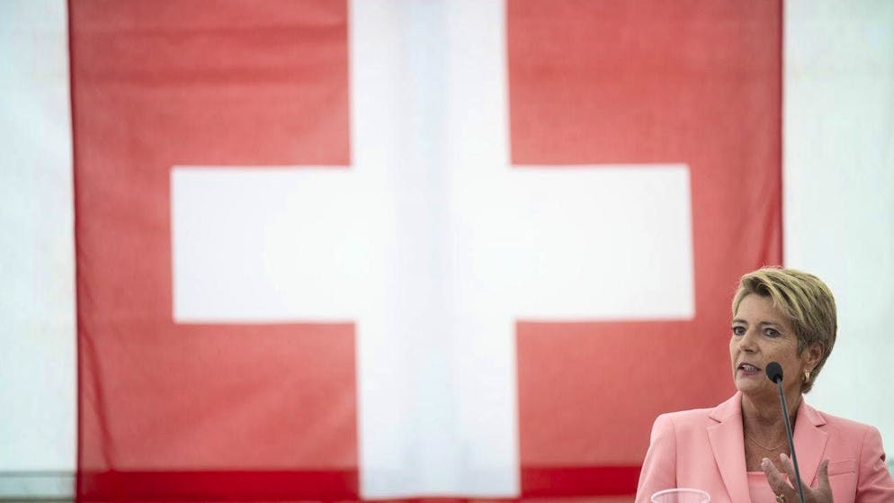 This is how Karin Keller-Sutter appeared in Rapperswil SG in 2023 for the federal holiday.