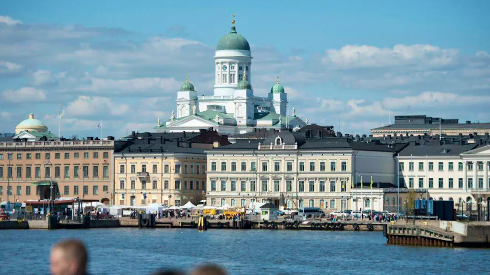 Il centro di Helsinki e la Cattedrale bianca. (immagine d'illustrazione)