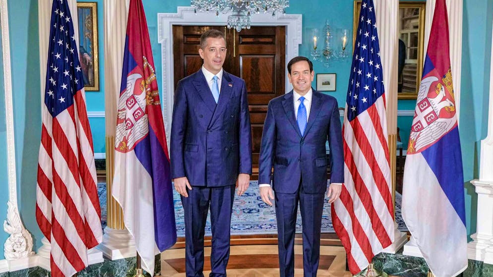 The Serbian flag during the state visit.