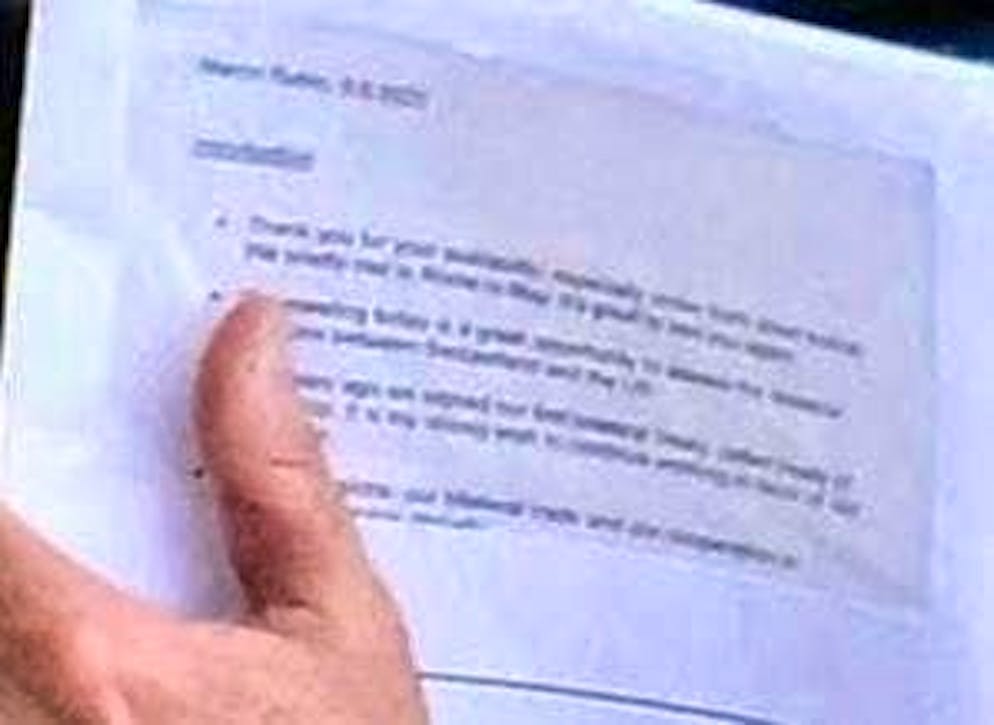 Parmelin noted "Thank you" as the first point.