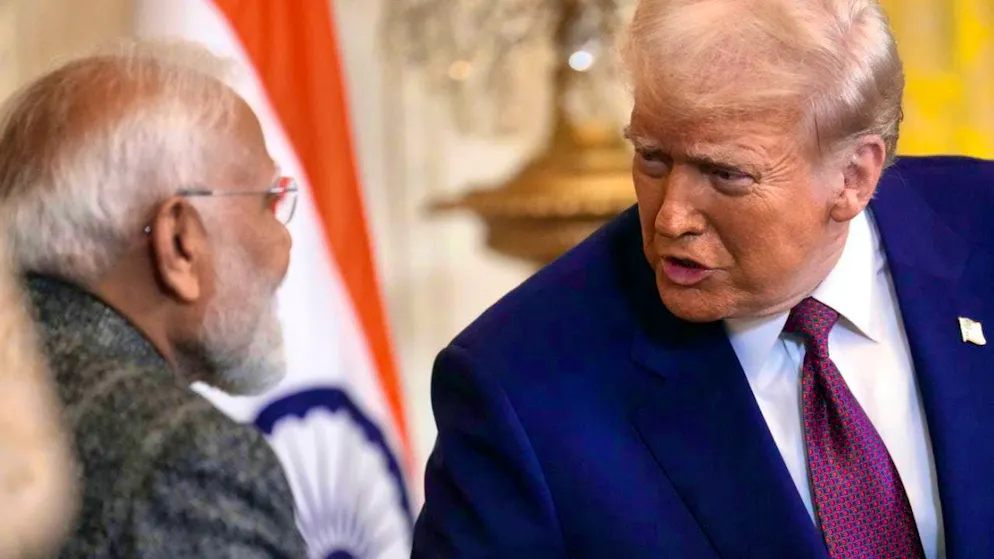 ARCHIVE - US President Donald Trump (r) speaks with Indian Prime Minister Narendra Modi during a press conference in the East Room of the White House. Photo: Ben Curtis/AP/dpa