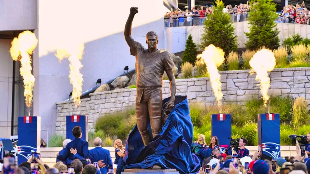 A statue for the quarterback legend - Gallery. The new Tom Brady statue outside the New England Patriots stadium is an impressive tribute to one of the greatest careers in NFL history
