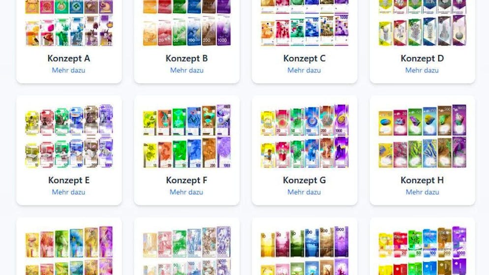 Twelve designs. This is what the new Swiss banknotes could look like one day